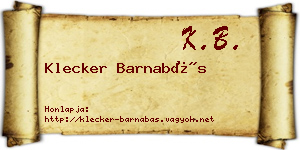 Klecker Barnabás névjegykártya