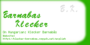 barnabas klecker business card