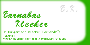 barnabas klecker business card